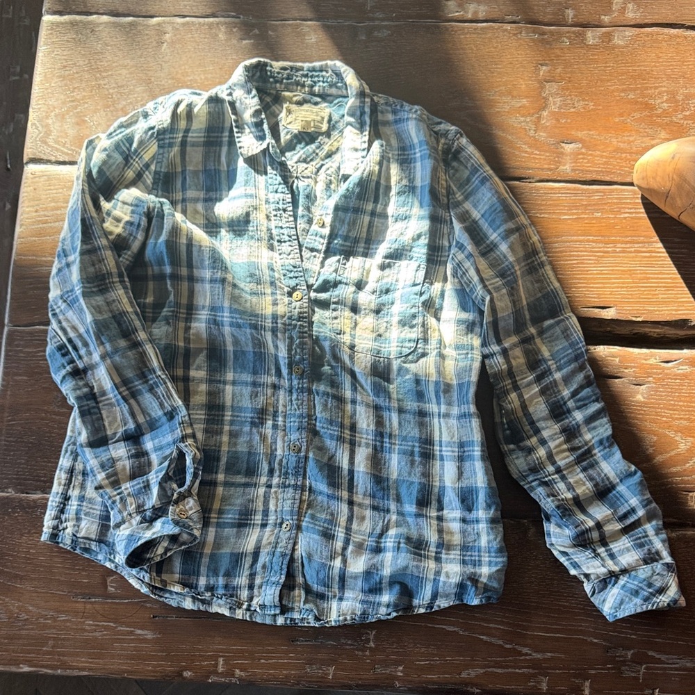 Current/Elliott Blue Plaid Shirt